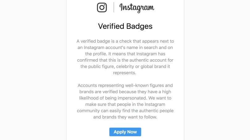 Screen shot of an Instagram phishing email about being verified.